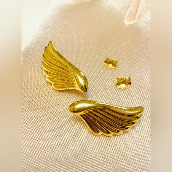 Russain gold from Azerbaijan Jewelry - 14 K Gold stud earrings Angel wings 🪽